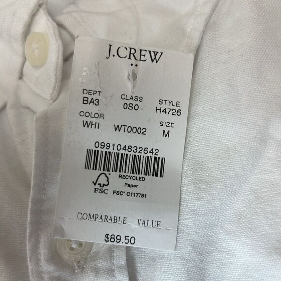 J. Crew Factory H4726 White slim flex oxfort NWT size medium - Picture 4 of 8